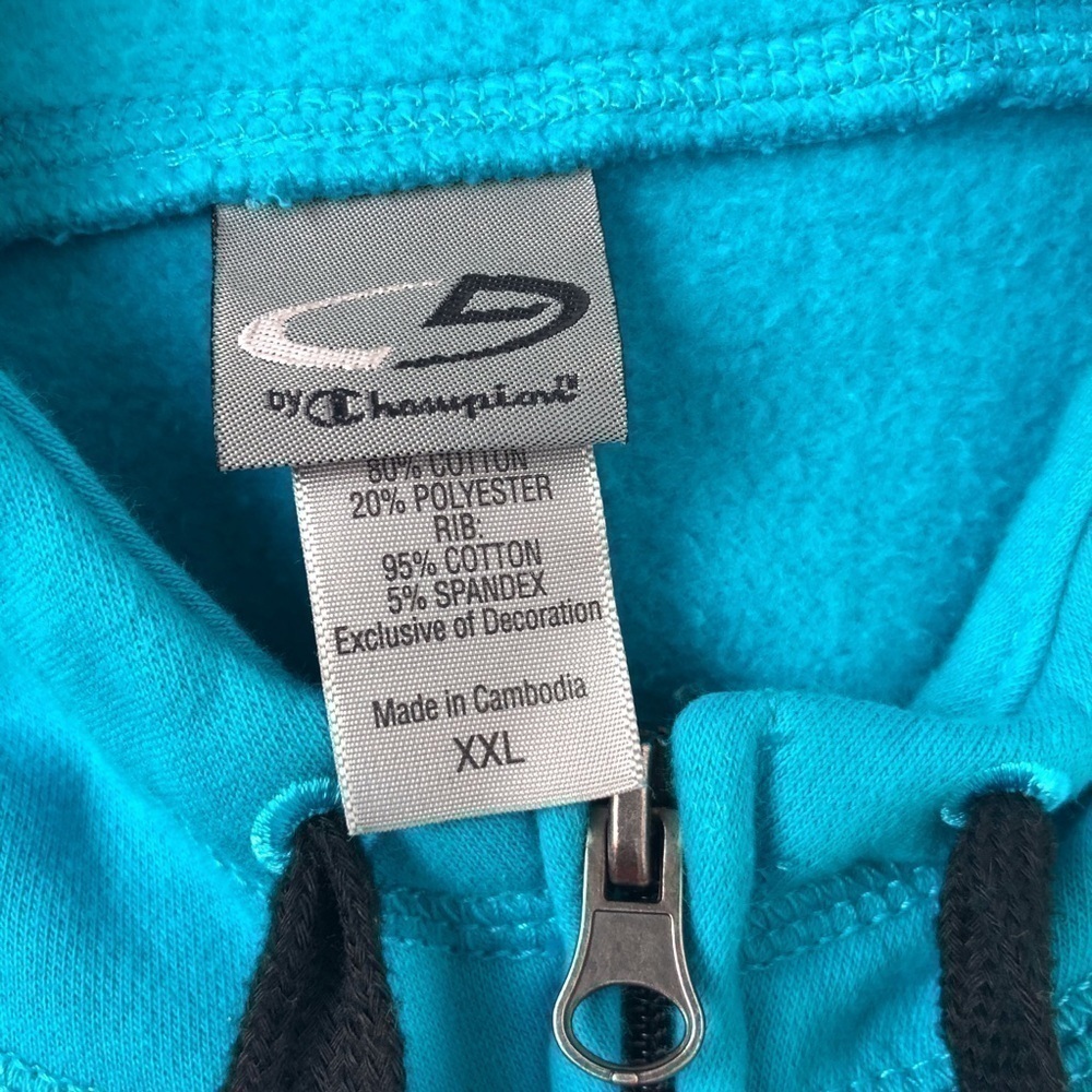 Champion Full Zip Jacket w/Hood Turquoise Sz XXL - Picture 3 of 3